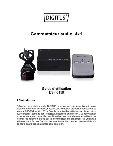 Digitus DS-40136 Toslink Audio Switch 4x1 Manuel du propriétaire | Fixfr