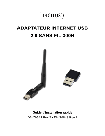 Digitus DN-70542 USB 2.0 Adapter Tiny Wireless 300N Guide de démarrage rapide | Fixfr