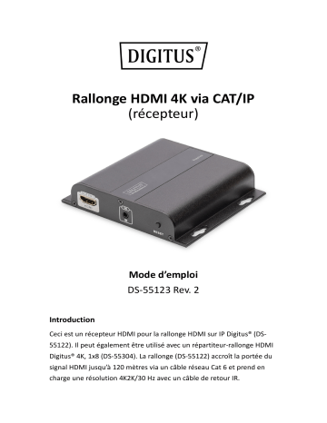 Digitus DS-55123 4K HDMI Extender via CAT / IP (receiver unit) Manuel du propriétaire | Fixfr