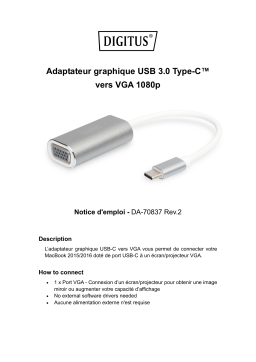 Digitus DA-70837 USB Type-C™ VGA Graphics Adapter Manuel du propriétaire