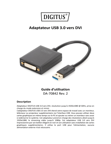 Digitus DA-70842 USB 3.0 to DVI Adapter Guide de démarrage rapide | Fixfr