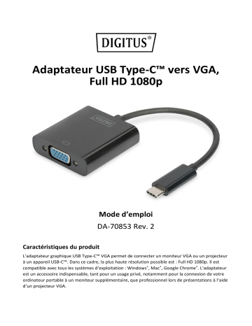 Digitus DA-70853 USB Type-C™ VGA Graphics Adapter Manuel du propriétaire | Fixfr
