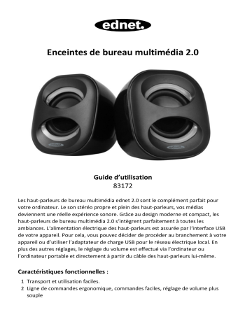 Ednet 83172 2.0 Multimedia Desktop Speaker Manuel du propriétaire | Fixfr