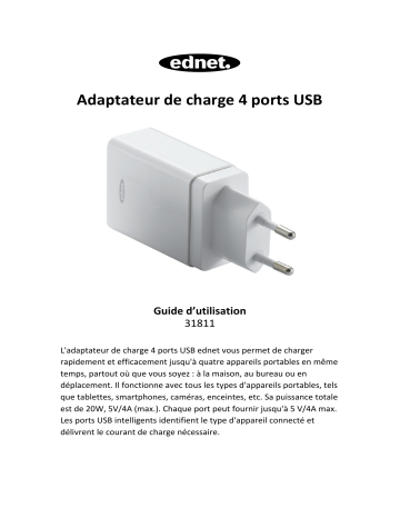 Ednet 31811 Universal USB Charging Adapter, 4-Port Manuel du propriétaire | Fixfr