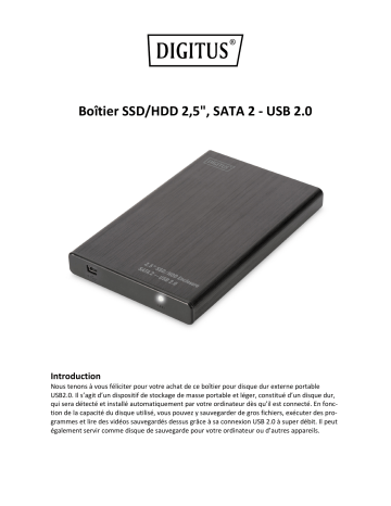 Digitus DA-71104 2.5 SSD/HDD Enclosure, SATA I-II - USB 2.0 Manuel du propriétaire | Fixfr