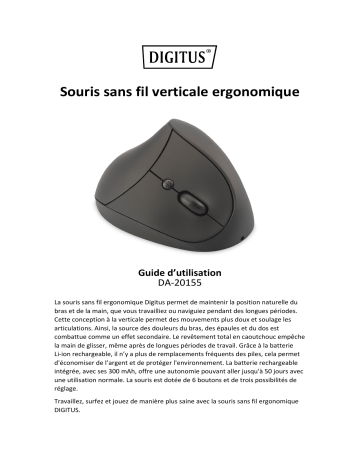 Digitus DA-20155 Ergonomic Vertical Wireless Mouse Manuel du propriétaire | Fixfr