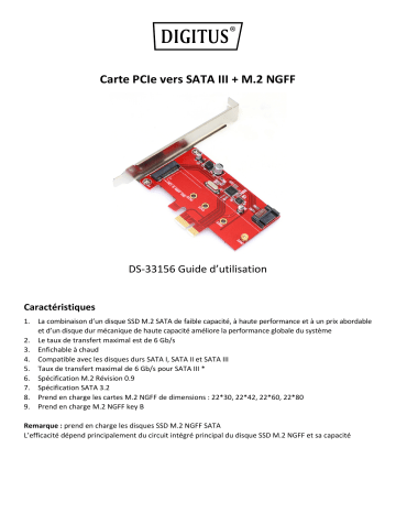 Digitus DS-33156 PCI Express Card, SATA III & NGFF (M.2) Manuel du propriétaire | Fixfr