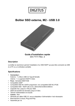 Digitus DA-71111 External SSD Enclosure, M.2 - USB 3.0 Manuel du propriétaire