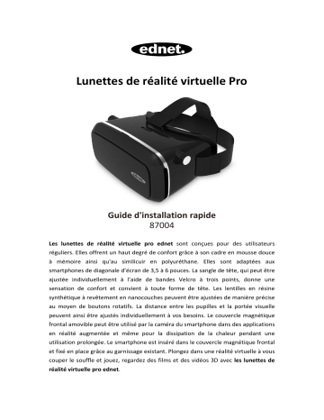 Ednet 87004 Virtual Reality Glasses Pro Guide de démarrage rapide | Fixfr