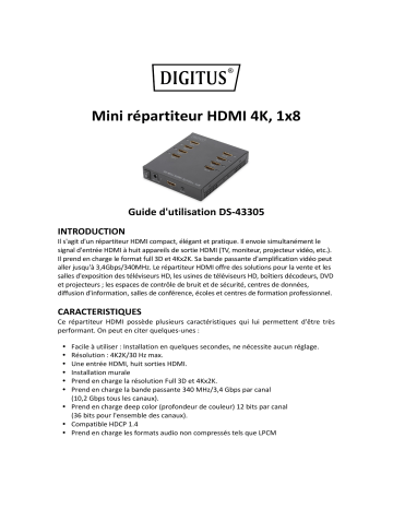 Digitus DS-43305 4K Mini HDMI Splitter, 1x8 Manuel du propriétaire | Fixfr