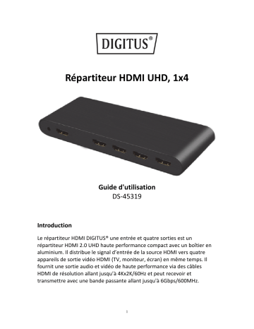 Digitus DS-45319 4K HDMI Splitter, 1x4 Manuel du propriétaire | Fixfr