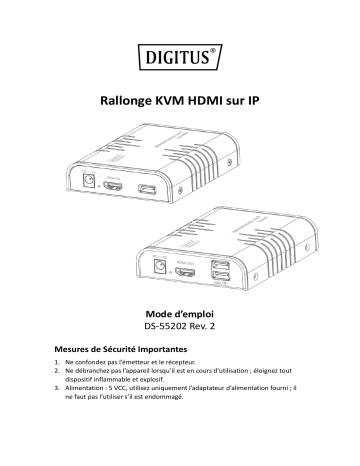 Digitus DS-55202 HDMI KVM Extender over IP, Set Manuel du propriétaire | Fixfr