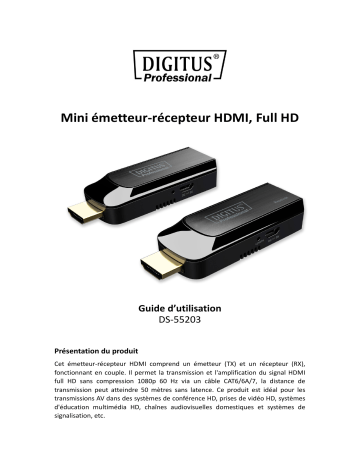 Digitus DS-55203 Mini HDMI Extender Set Manuel du propriétaire | Fixfr