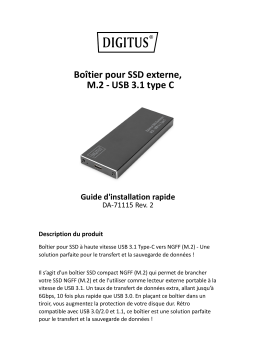 Digitus DA-71115 External SSD Enclosure, M.2 - USB Type-C™ Guide de démarrage rapide