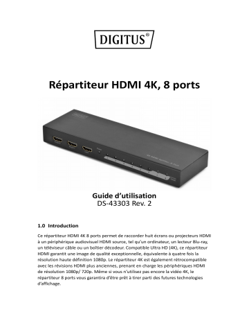 Digitus DS-43303 4K HDMI Splitter, 1x8 Manuel du propriétaire | Fixfr