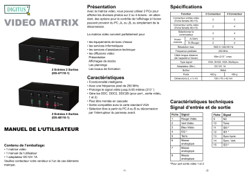 Digitus DS-48110-1 VGA-Matrix-Splitter, 250 MHz Manuel du propriétaire | Fixfr
