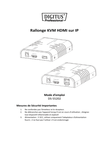 Digitus DS-55202 HDMI KVM Extender over IP, Set Manuel du propriétaire | Fixfr