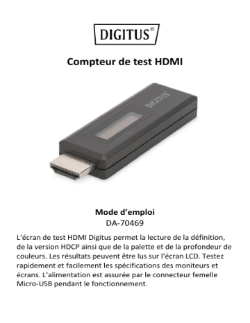 Digitus DA-70469 HDMI Testing Meter Manuel du propriétaire | Fixfr