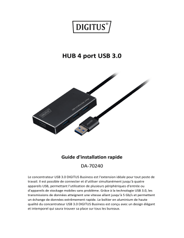 Digitus DA-70240-1 USB 3.0 Office Hub, 4-Port Guide de démarrage rapide | Fixfr