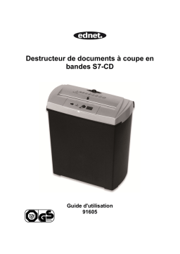 Ednet 91605 Shredder S7CD, 7-Sheet CD/DVD/ Bank Card, Strip-Cut Manuel du propriétaire