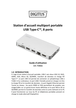 Digitus DA-70866 USB Type-C™ Multiport Travel Dock, 8 Port Manuel du propriétaire