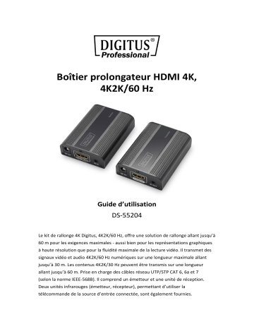 Digitus DS-55204 4K HDMI Extender Set, 4K/60Hz Manuel du propriétaire | Fixfr