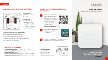 Sinope MC3100ZB Multi Controller Mode d'emploi | Fixfr