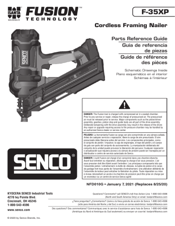 Senco F-35XP Cordless Framing Nailer Mode d'emploi | Fixfr