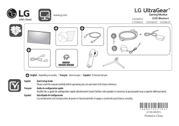 LG 24GN650 24 inch UltraGear FHD IPS 1ms HDR Monitor Guide d'installation | Fixfr