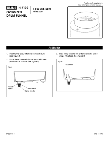Uline H-7192 Oversized Drum Funnel Manuel utilisateur | Fixfr