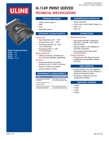 Uline H-1149 Print Server Mode d'emploi | Fixfr