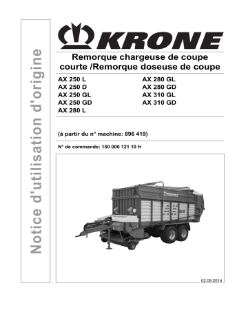 Krone AX 250 L,D,GL,GD; AX 280 L,GL,GD; AX 310 GL,GD Mode d'emploi | Fixfr