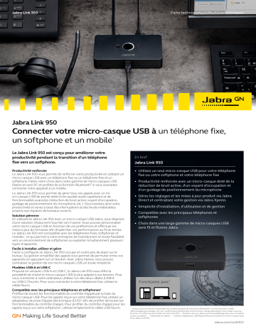 Link 950 USB-C | Link 950 USB-A | Jabra Link 950 Fiche technique | Fixfr
