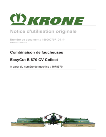 Krone BA EasyCut B 870 CV Collect Mode d'emploi | Fixfr