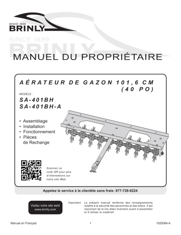 Brinly SA-401BH 40″ Spike Aerator Manuel du propriétaire | Fixfr