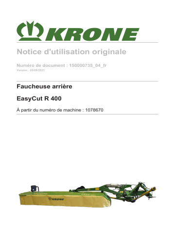 Krone BA EasyCut R 400 Mode d'emploi | Fixfr