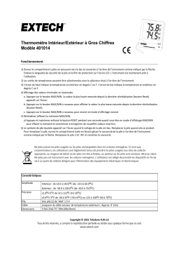 Extech Instruments 401014 Big Digit Indoor/Outdoor Thermometer Manuel utilisateur
