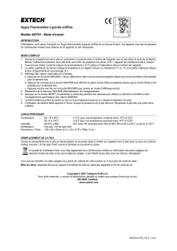 Extech Instruments 445703 Big Digit Hygro-Thermometer Manuel utilisateur