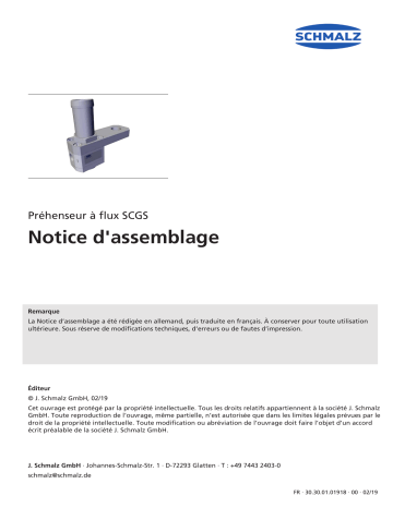 Schmalz  SCGS 1xE100 A MS AR M20x1-AG Flow Grippers for handling sensitive components  Manuel utilisateur | Fixfr