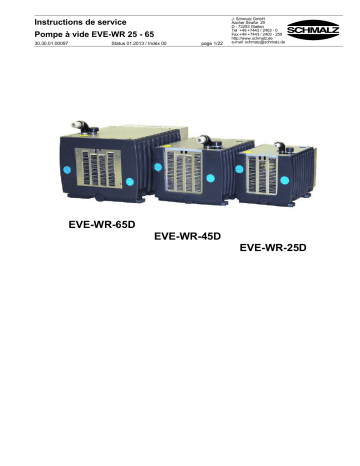  EVE-WR 45 AC3  |  EVE-WR 65 AC3  | Schmalz  EVE-WR 25 AC3 Water-ring pump, wear-free, robust, requires little maintenance  Mode d'emploi | Fixfr