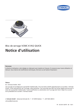 Schmalz  VCMC-K1-QUICK 170x135x85 15-85 Mechanical clamp for narrow and frame parts, 1-circuit console  Mode d'emploi