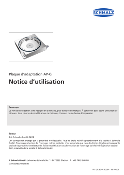 Schmalz  AP-G-145x130x26 Adapter-Plate AP for usage of Vacuum Blocks VCBL-B  Mode d'emploi