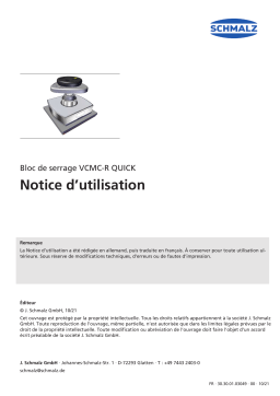 Schmalz  VCMC-R-QUICK 160x160x45 30/40/50 Mechanical clamp for narrow and frame parts, for grid tables  Mode d'emploi