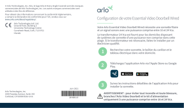 Arlo Video Doorbell (AVD1001) Guide de démarrage rapide | Fixfr