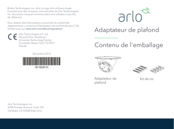 Arlo Pro3 Ultra Ceiling Adapter (FBA1001) Guide de démarrage rapide | Fixfr