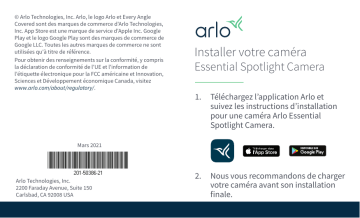 Arlo Essential Spotlight Camera (VMC2030) Guide de démarrage rapide | Fixfr