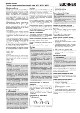 EUCHNER Fins de course monopistes de précision N01/NB01/SN01 Mode d'emploi