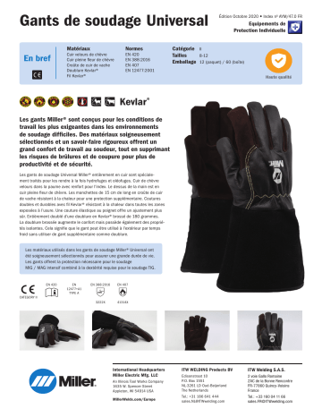 Miller Universal Welding Gloves spécification | Fixfr