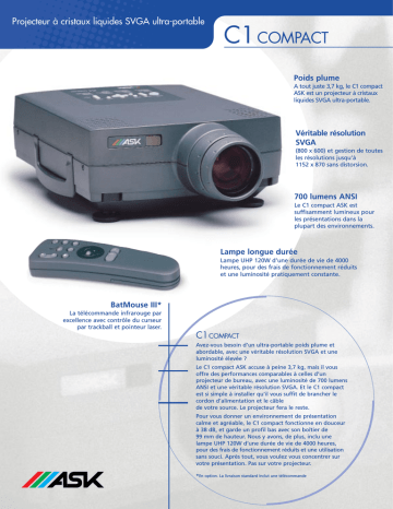 Ask Proxima C1 COMPACT Projector Manuel utilisateur | Fixfr