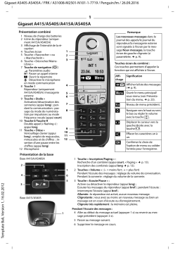 Gigaset AS405 Duo Téléphone sans Fil DECT/GAP Blanc Manuel utilisateur